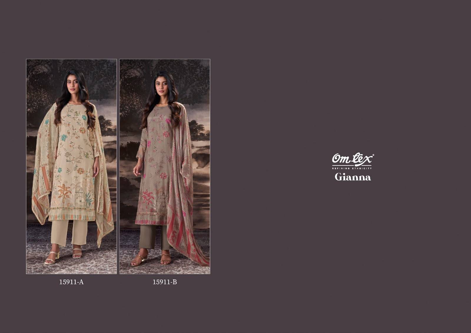 GIANNA By OMTEX 15911 SERIES Stylish Beautiful Colourful MUSLEEN SILK Dresses At Wholesale Price